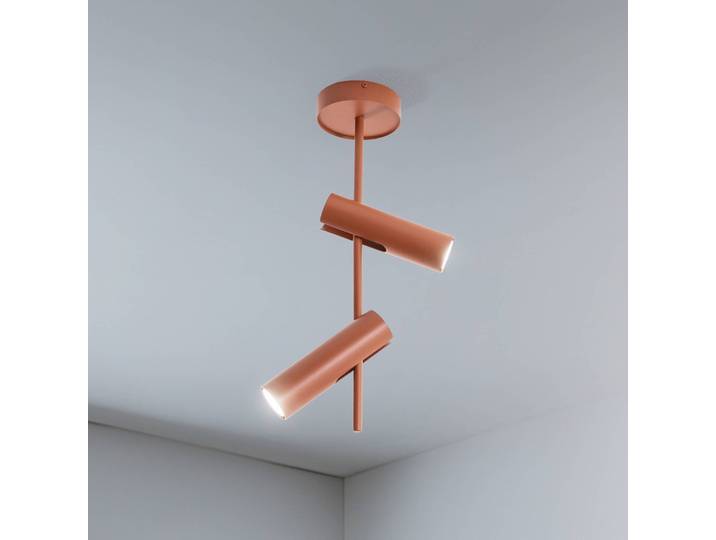 Deckenspot Leda 2, ziegelrot, 2-flammig, Höhe 55 cm 2 SIGMA, dimmbar, rot, für Wohn- / Esszimmer, Metall, Modern, Strahler