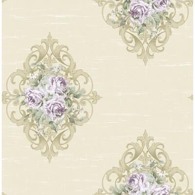 Seabrook Designs Creswell Floral Cameo Unpasted Wallpaper