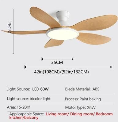 Uplifted Goods Modern LED Ceiling Fan With Remote Control white Wood Grain 52in 110 240v