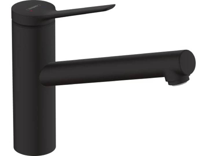 hansgrohe Niederdruck Küchenarmatur Zesis M33, Wasserhahn Küche mit Auslauf Höhe 150mm, für offene Warmwasserbereiter, schwenkbar, 1 Strahlart, Mattschwarz