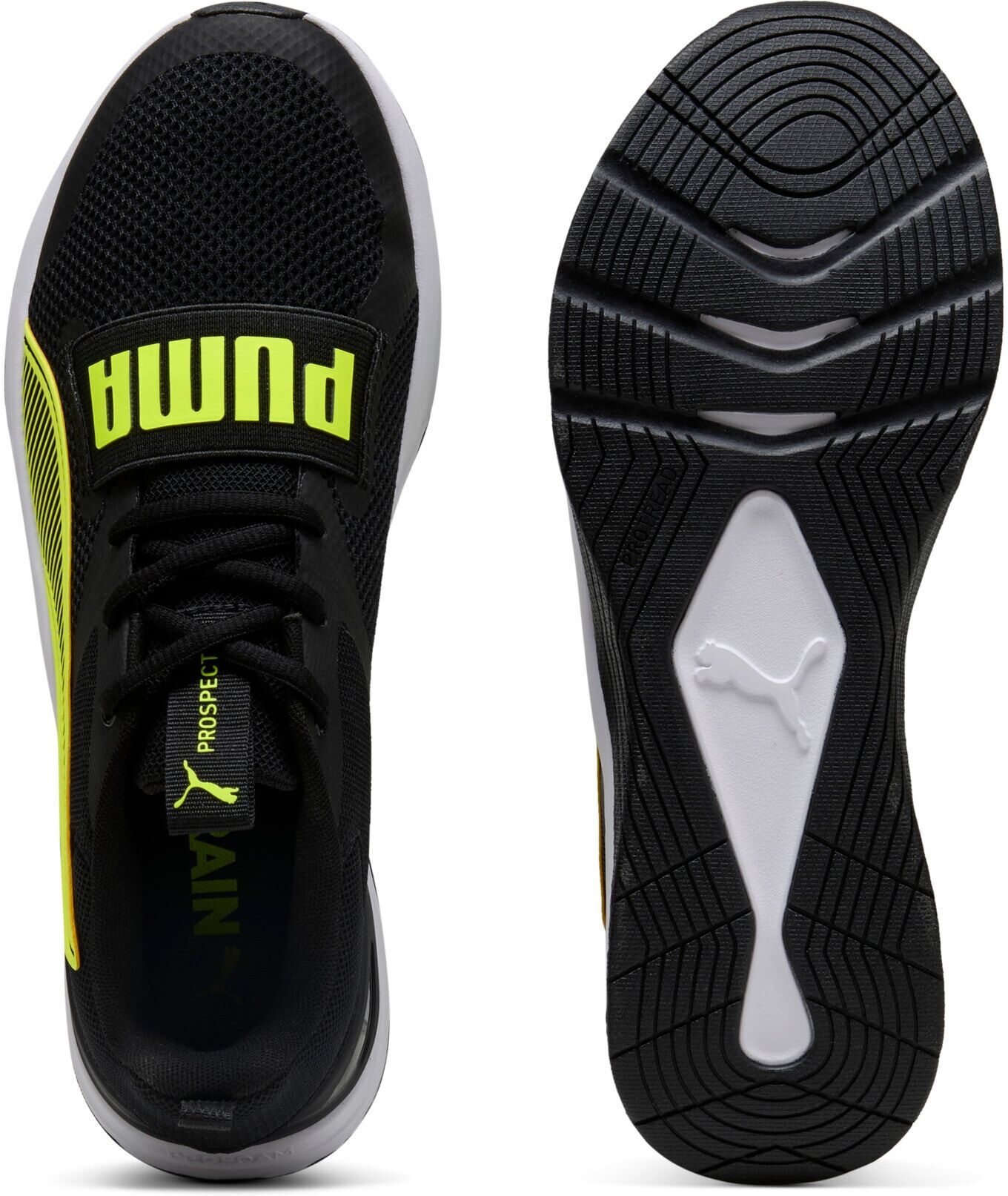 Trainingsschuh PUMA "PROSPECT", Gr. 44,5, schwarz (puma schwarz, gelb alert, puma weiß), Schuhe Trainingsschuh, ideal für Gym und Fitnessstudio puma schwarz, gelb alert, puma weiß 44,5