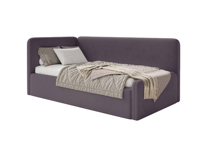 Jugendbett 90x200 cm Fanklo linksseitig mit Stauraum, violetter