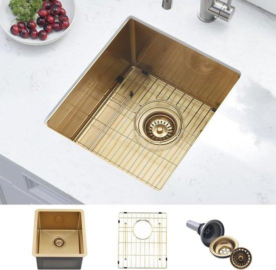 Unterbau Bar Spüle in Gold gebürstet - Edelstahl Einbauspüle für Pantry und Camper