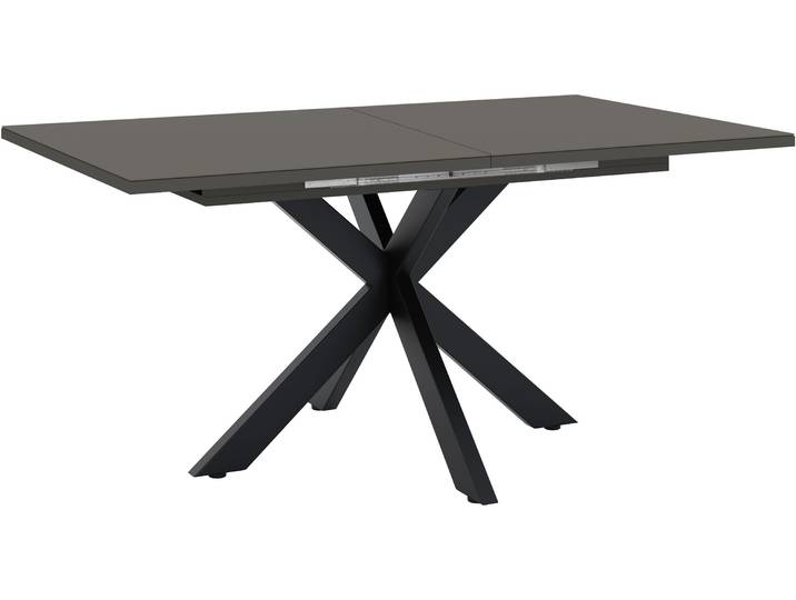 Esstisch MÄUSBACHER Nova , schwarz, anthrazit, H:75cm T:90cm, Tische, Esstisch, Esstisch BHT 160-210/75/90, Synchronauszug, Gestell Stern-form