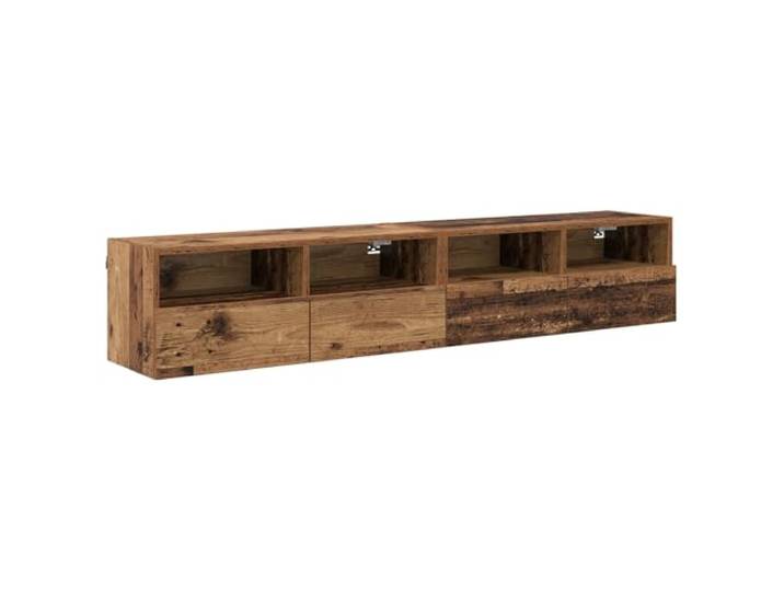 KTHLBRH TV-Schrank zur Wandmontage, 2 Stück, aus Altholz 8 Einlegeböden, 4 Scharniertüren, Wandmontage, moderner Stil, 22 kg, rechteckiges Design