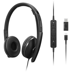 Lenovo Headset Wired Gen 2, MS Teams, Stereo, USB-A, USB-C, On-Ear