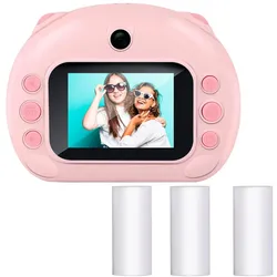 Casativo Sofortbildkamera, 12MP, rosa, mit 3 Druckpapier-Ersatzrollen, Sofortbildkamera, Rosa