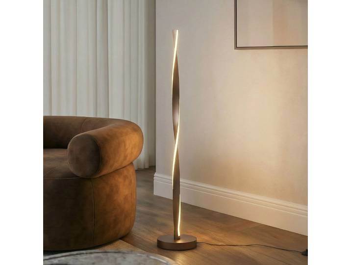 Jaren LED-Stehleuchte, schwarz/braun, 114 cm, CCT - Lindby - Wohnzimmer - Modern - Metall - Einflammig