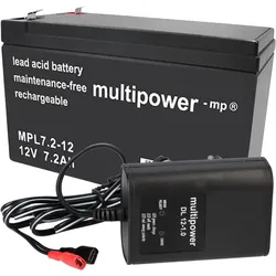 Multipower Blei-Akku MPL7,2-12 12V 7,2Ah + Ladegerät