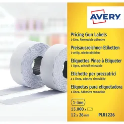 AVZ PLR1226 - Preis-Etiketten, 26x12 mm, ablösbar, weiß, 15000 Stück