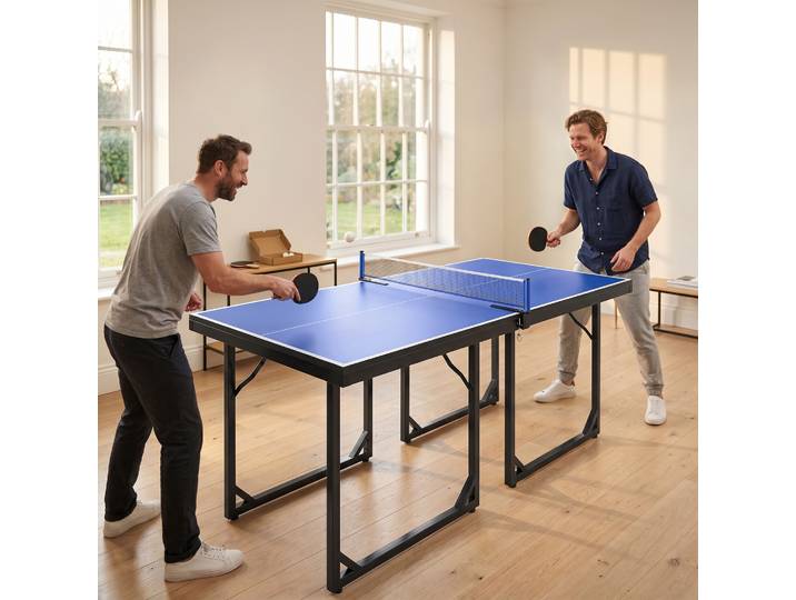 HOMCOM Table Ping-Pong Pliable avec Filet 182x91x76cm Bleu