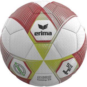 Erima Fußball Hybrid Training 2.0 FIFA Basic, 7192602, Größe 4, 350 Gramm, rot/silber/grün, Trainingsball