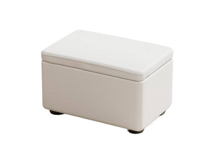 DANNMPX Sitzhocker Wohnzimmer Multifunktionaler Flip Top Aufbewahrungshocker Kunstleder Boxen Sitz Zusätzliche Sitzplätze(White,40x28x25cm)