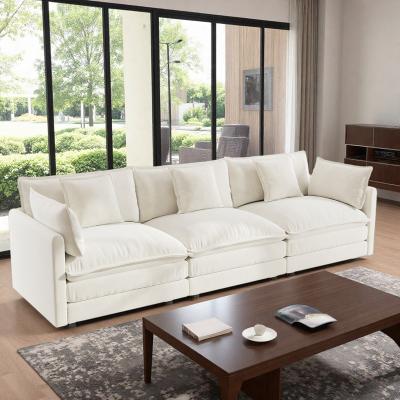 Chenille Mid-Century Modern Sofa with Armrest Pillows and Toss Pillows