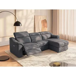 Ecksofa mit elektrischer Relaxfunktion - Stoff - Anthrazit - Ecke rechts - PEDRERA