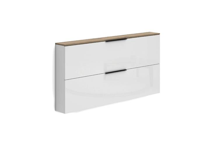 Schuhschrank HOME AFFAIRE SPACE, Schuhkipper, Schuhschrank,Schuhkommode, nur 19 cm Tief , weiß (weiß hglanz, eiche artisan), B:160cm H:80cm T:19cm, Holzwerkstoff, Schränke, Schuhschrank, Ideal für schmale Flure, Breite 160 cm, Made in Italy, Hochglanzlack