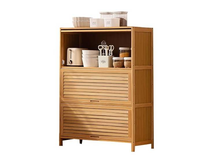 XIGOUZIQU Küchen Buffetschrank, Sideboard Hoch,Sideboard-Buffet-Küchenschrank, Freistehender Vorratsschrank, Küchen-Vorratsschrank for Küche, Esszimmer Und Wohnzimmer(C,H-106CM/41.73IN)