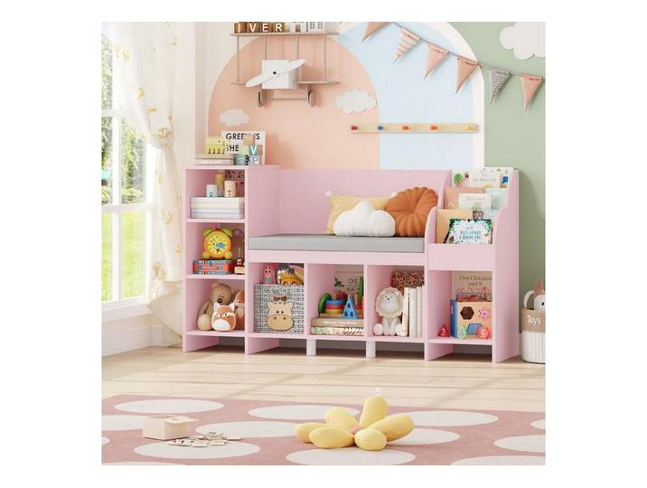 LuxusKollektion Kinderregal Kinderregal mit Sitzbank rosa, 1-tlg.