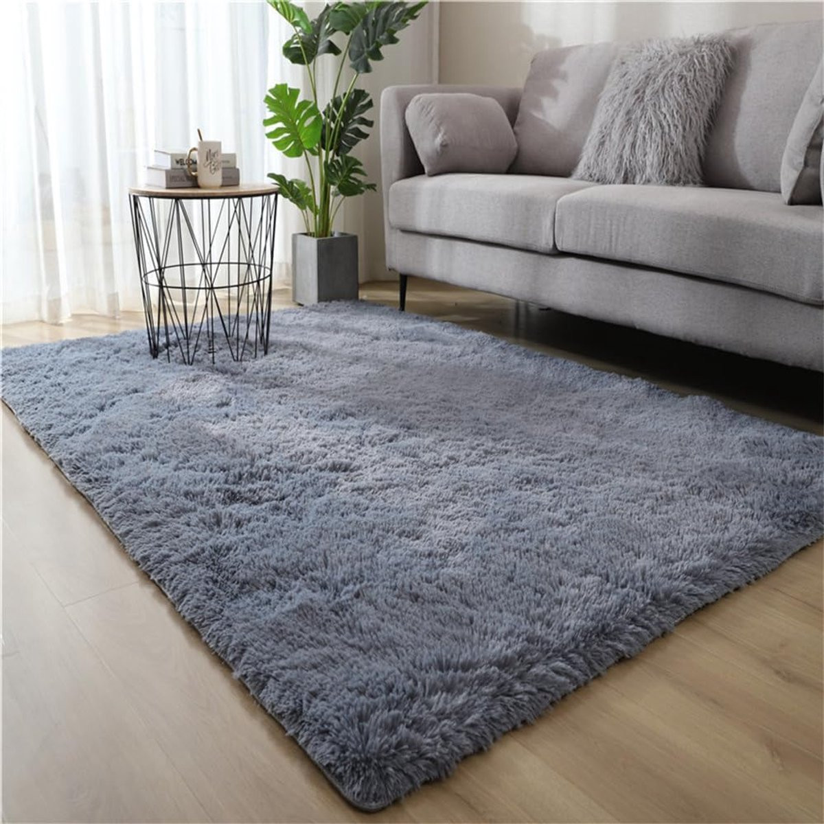 Grijs Zacht Vloerkleed met Hoge Pool - 50 x 80 cm