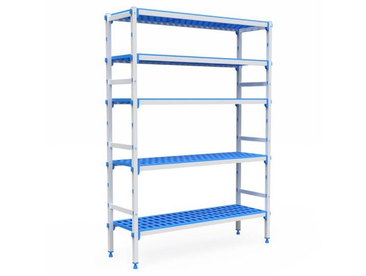 Rayonnage Aluminium 5 Niveaux Compatible Bac GN 2/3 - L 715 à 1950 mm - Pujadas - l715- L1- P385- h1750- Acier Inoxydable