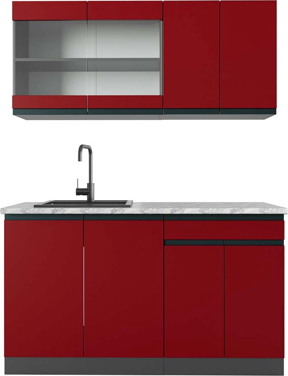 Vicco R-Line Eenpersoonskeuken Marmer Rood/antraciet 140 cm