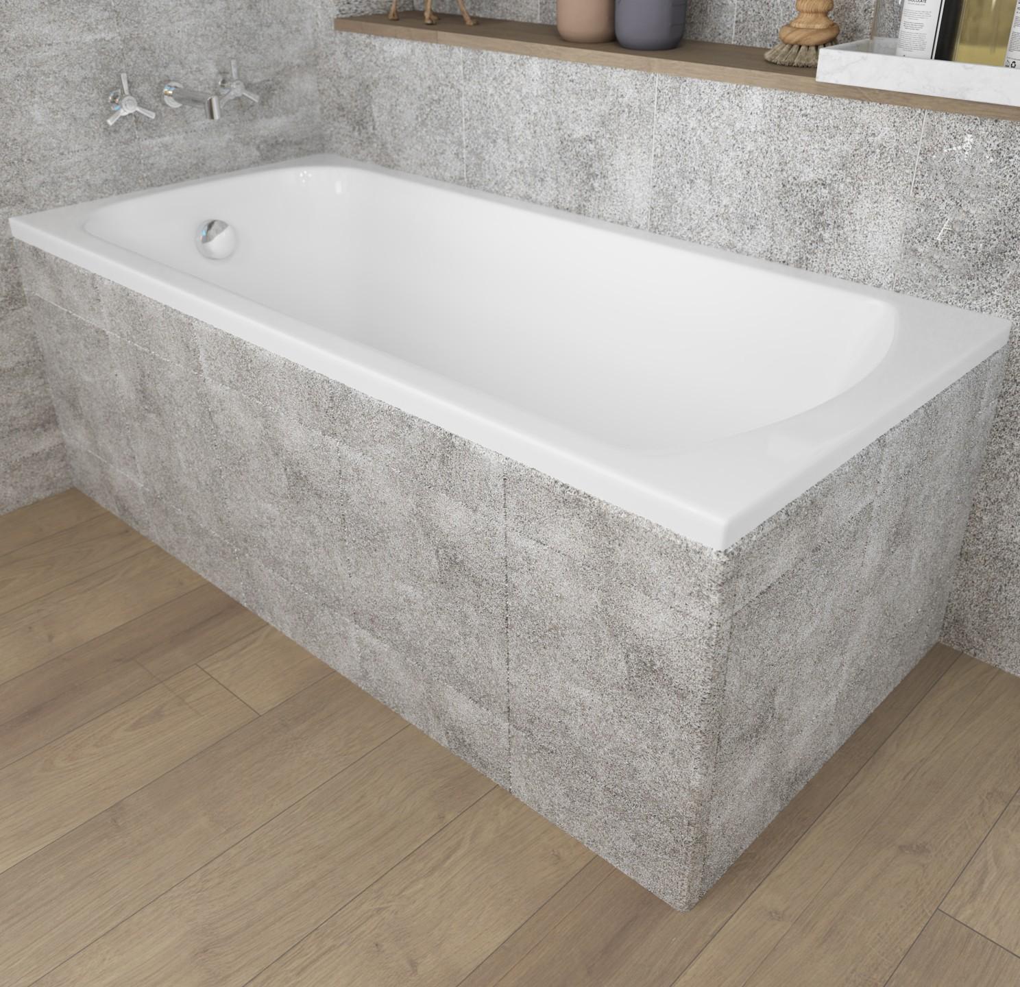 BADLAND Badewanne Rechteck Classic 120x70 mit Ablaufgarnitur, Füßen und Styroporverkleidung GRATIS