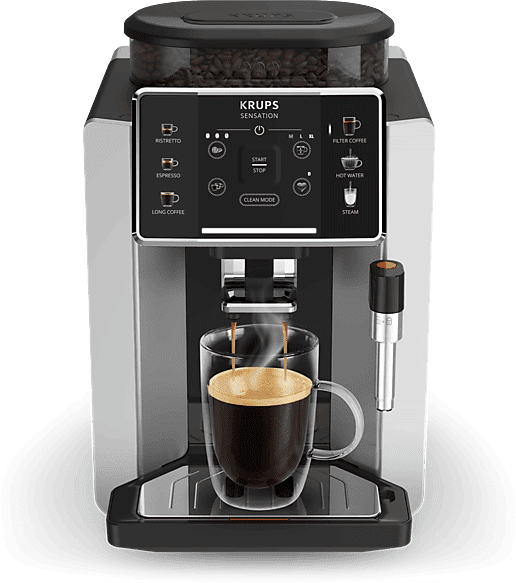 Cafetera superautomática - Krups Sensation C90 EA910E10, 1450 W, 15 bar, 1.7 L, 6 programas, 2 tazas, Barista Inside Technology, Autolimpieza, Plata