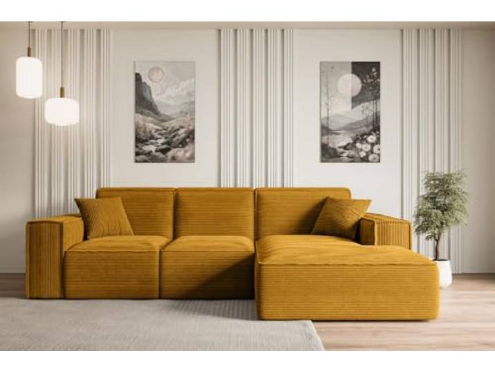 ALTDECOR Ecksofa in L-Form SERRA-L 266x169x80 - Senfgelb Corner Sofa Bett Eckcouch Couch Wohnlandschaft Cauchsofa