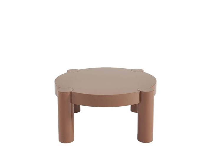 Table basse ronde en bois laqué ø85,5cm - terracotta