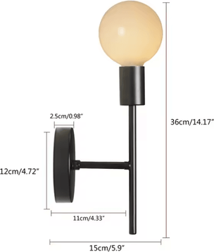 Inspire Curations Retro Gold Iron E27 Wall Sconce black tape Bulb