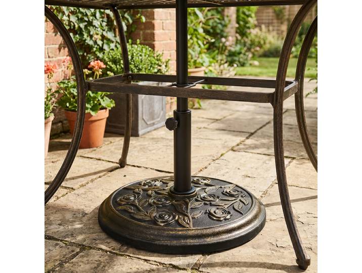 Outsunny Pied de Parasol Rond 9kg Résine Motif Roses Bronze