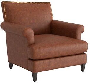 Juliana Leather Chair - Tobacco Leather, Tobacco Flannel - Ballard Designs