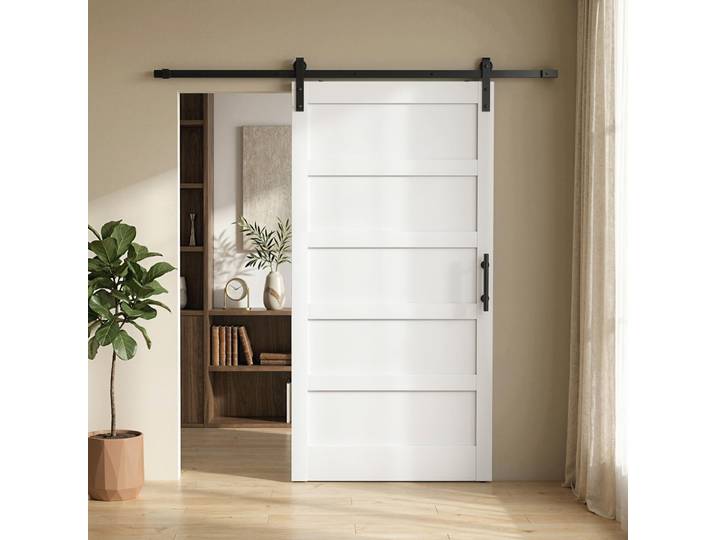HOMCOM Porte Coulissante Murale 106x213cm Industriel Shaker Blanc