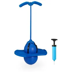 Relaxdays Pogo Ball mit Griffen für Kinder Blau,Schwarz