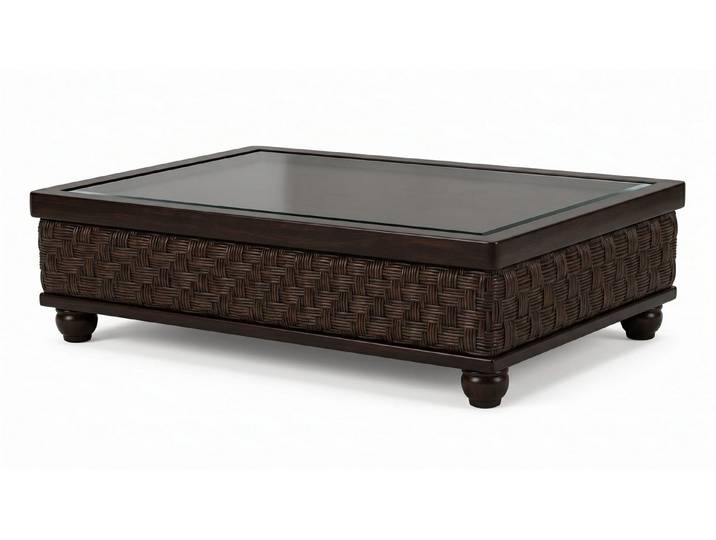 Xlmoebel Couchtisch Brauner Couchtisch mit Glasplatte rechteckiger Wohnzimmertisch modern (1-St., 1-tlg)