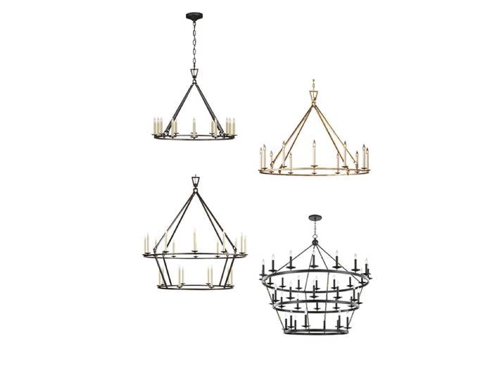Lustre LED rétro américain doré et noir, éclairage suspendu, luminaire pour salon