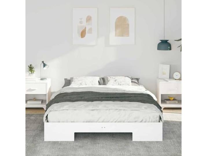 KTHLBRH Bodenbett, weiß, 140 x 200 cm Ohne Kopfteil, niedrige Struktur, rechteckig, für Schlafzimmer