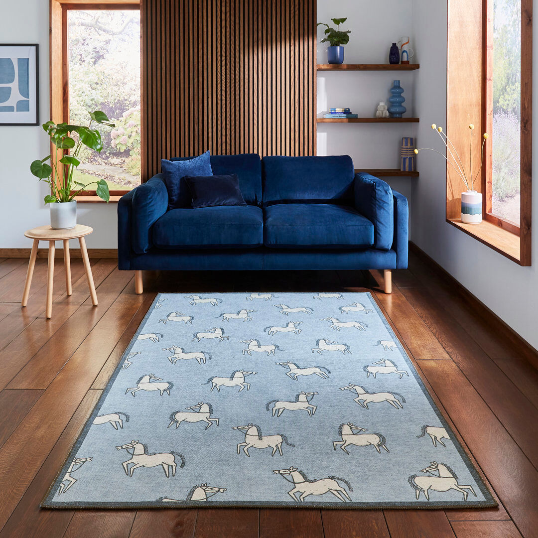 Scion Living Scion Rectangle 152 cm x 230 cm Animal Print Area Rug Blue 152cm W X 230cm L