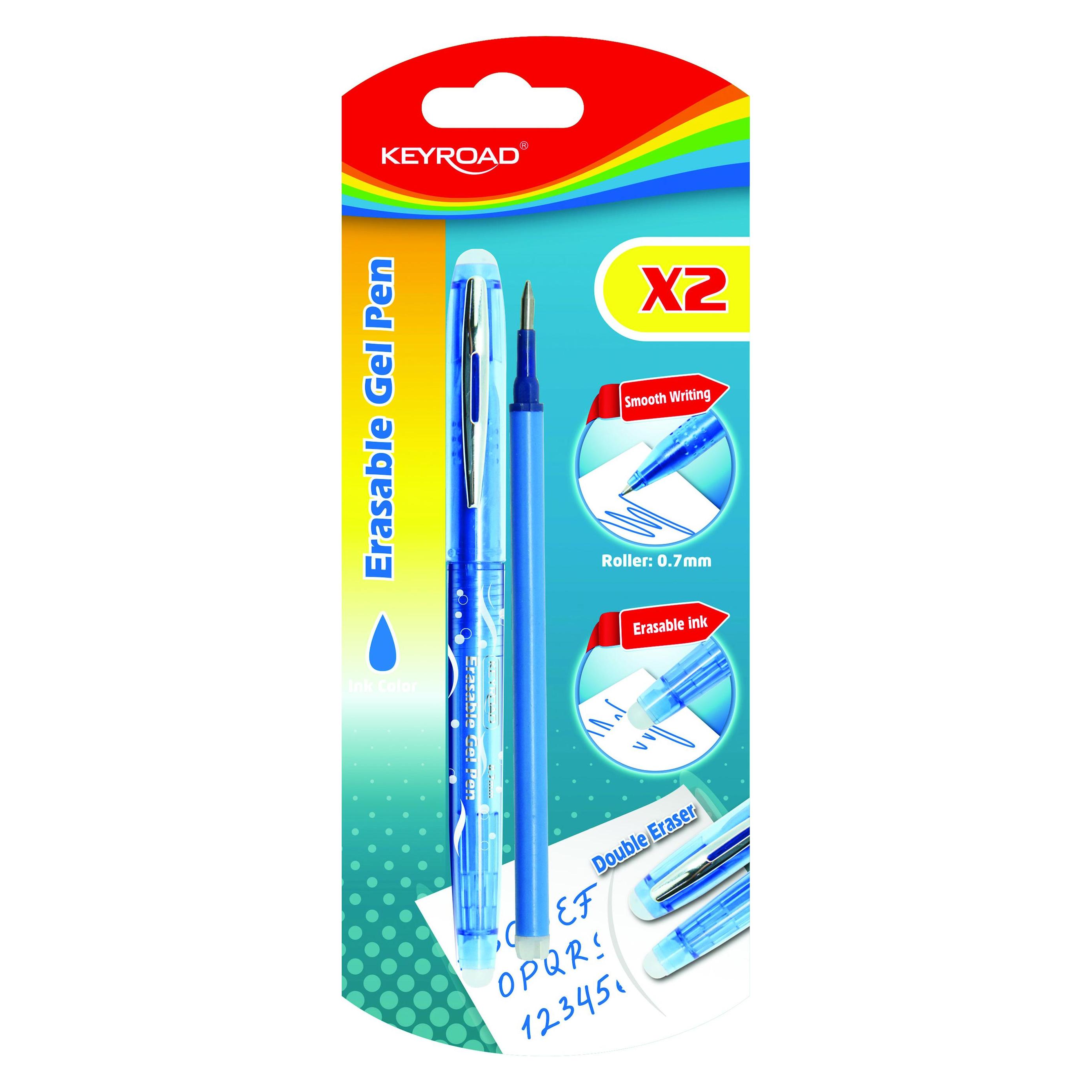 Keyroad Kugelschreiber, 0,7 mm, radierbar, extra nachfüllung, blister, blau (41926700)