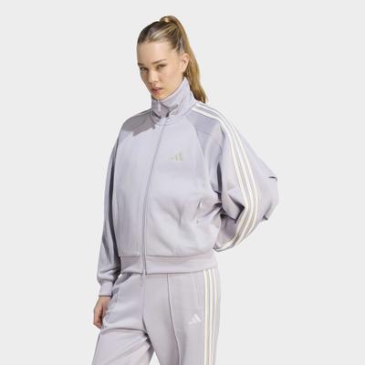 Trainingsjacke ADIDAS SPORTSWEAR "STADIUM PIQUE LOOSE FIT TRACK", Damen, Gr. L, glory grau, Obermaterial: 58% Polyester, 42% Baumwolle, Jacken Trainingsjacke, sportlicher Stil, für Freizeit und Sport