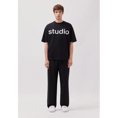 T-Shirt STUDIO SEIDENSTICKER "Studio", Herren, Gr. L, schwarz, 100% Baumwolle, unifarben, oversize, Rundhals, Shirts T-Shirt, 1/2 Rundhals