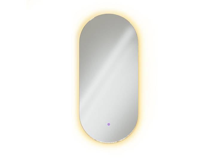 Vicco Badezimmerspiegel Weiß 110 x 50 cm mit LED Beleuchtung, Glas, Oval, 110x50x3 cm, Badezimmer, Badezimmerspiegel, Badspiegel