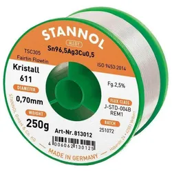 Stannol Lötdraht 611 2,5% Ø 0,7 (Lötzinn), Lötgerät Zubehör, Grau