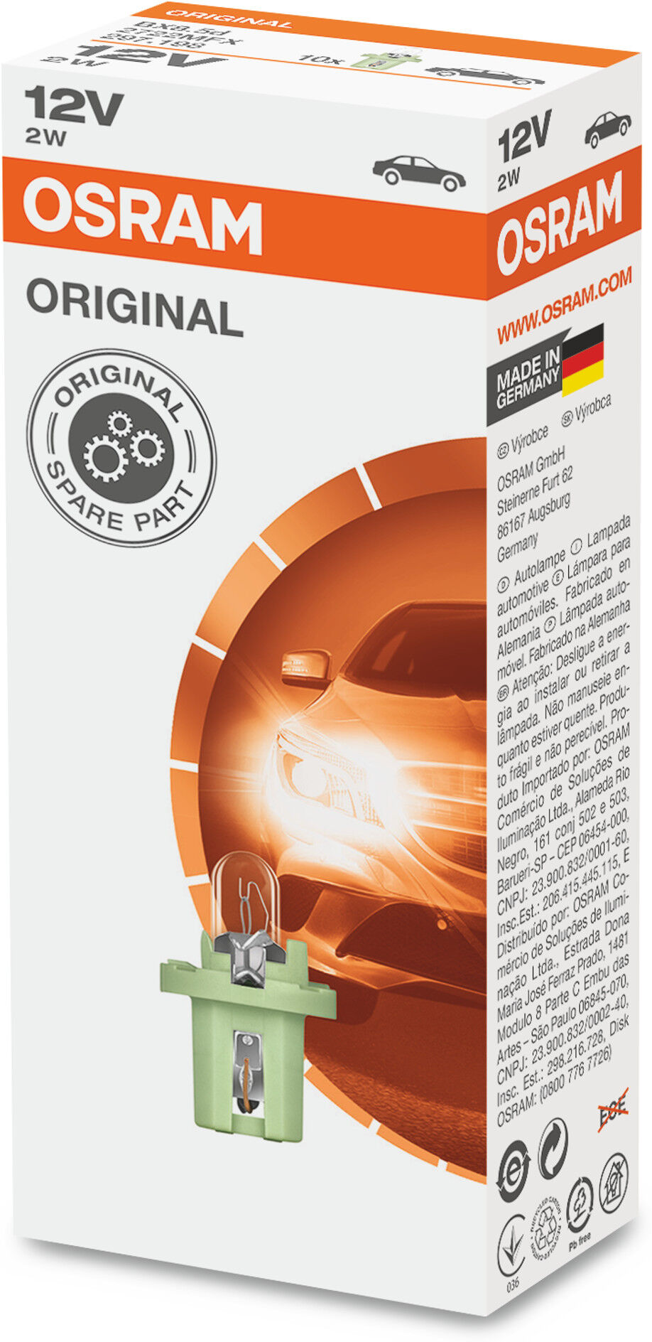Osram Glühlampe, Instrumentenbeleuchtung Original 2w 2722mfx