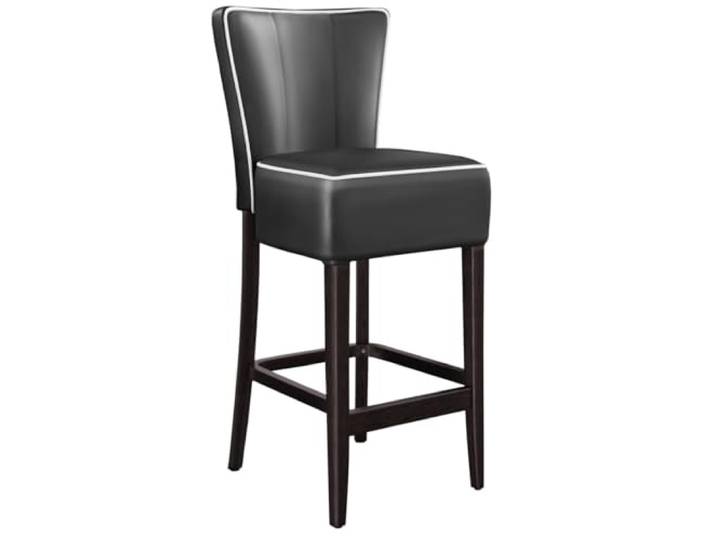 GGMMÖBEL 2-er Set American Diner Barhocker Schwarz Leder Gestell: Holz/Wenge Sitzhöhe: 79 cm weißer Keder