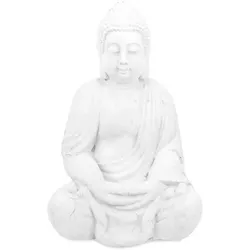 Relaxdays Weiße Buddha Figur 70 cm Weiß