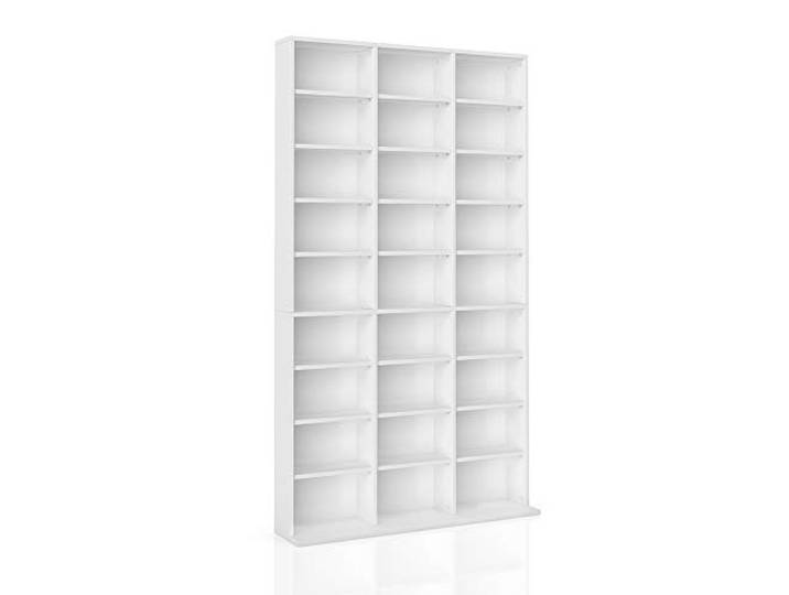 Vicco Étagère CD Jukebox\, Blanc\, 102x178cm pour un rangement des médias autoportant ou mural