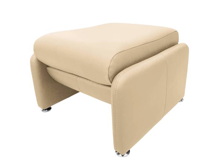Polsterhocker 60 x 42 x 60cm Beige Echtleder Mabel: Warmes Beige