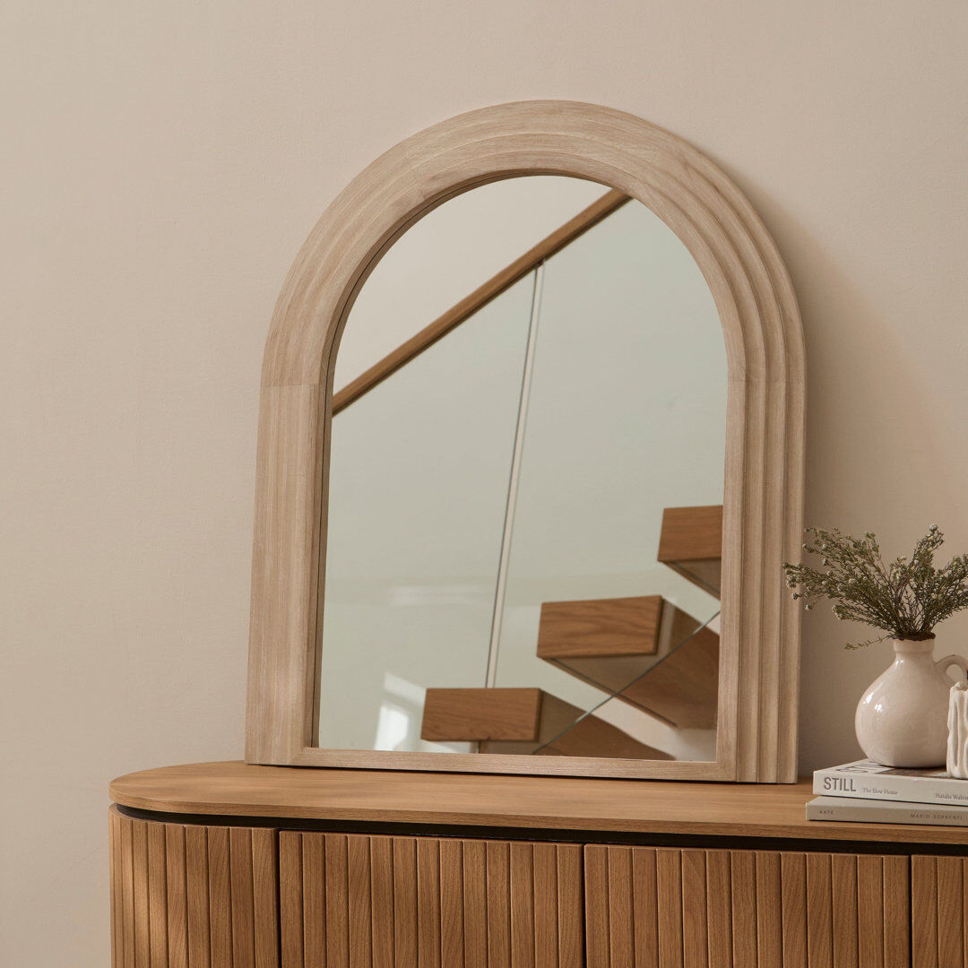 Norden Home 70cm Wooden Mirror Whitewash 90cm H X 77cm W X 3.5cm D