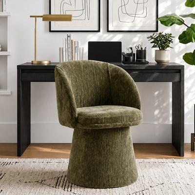 Housely Chenille Upholstered Swivel Barrel Office Chair